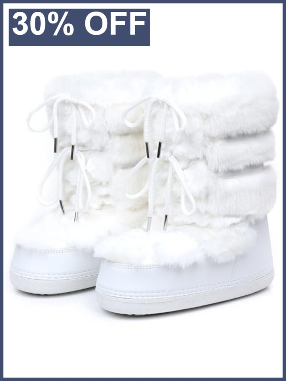 Faux Fur Women's Winter Snow Boots Mid-Calf Platform Lace-Up
